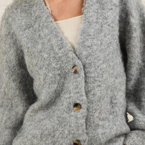 Roxy Soft Gray Knit Button Down Cardigan Sweater
